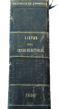 Lomo del libro de censos de Zaragoza de 1890